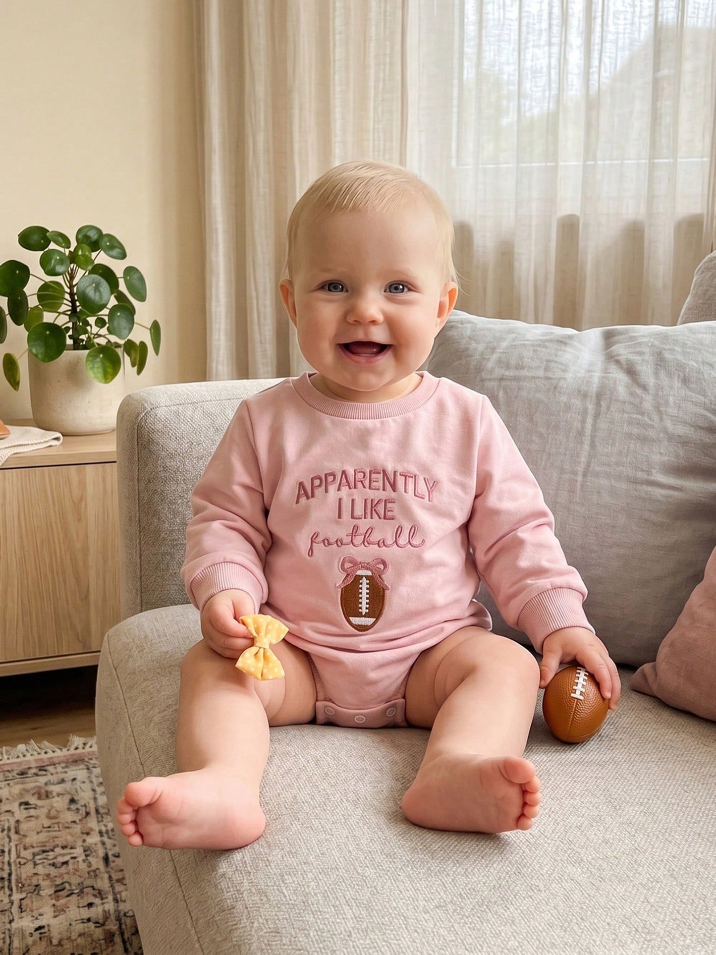 Baby Boy Girl Football Outfits GAME DAY Crewneck Sweatshirt Bubble Romper Oversized Long Sleeve Bodysuit