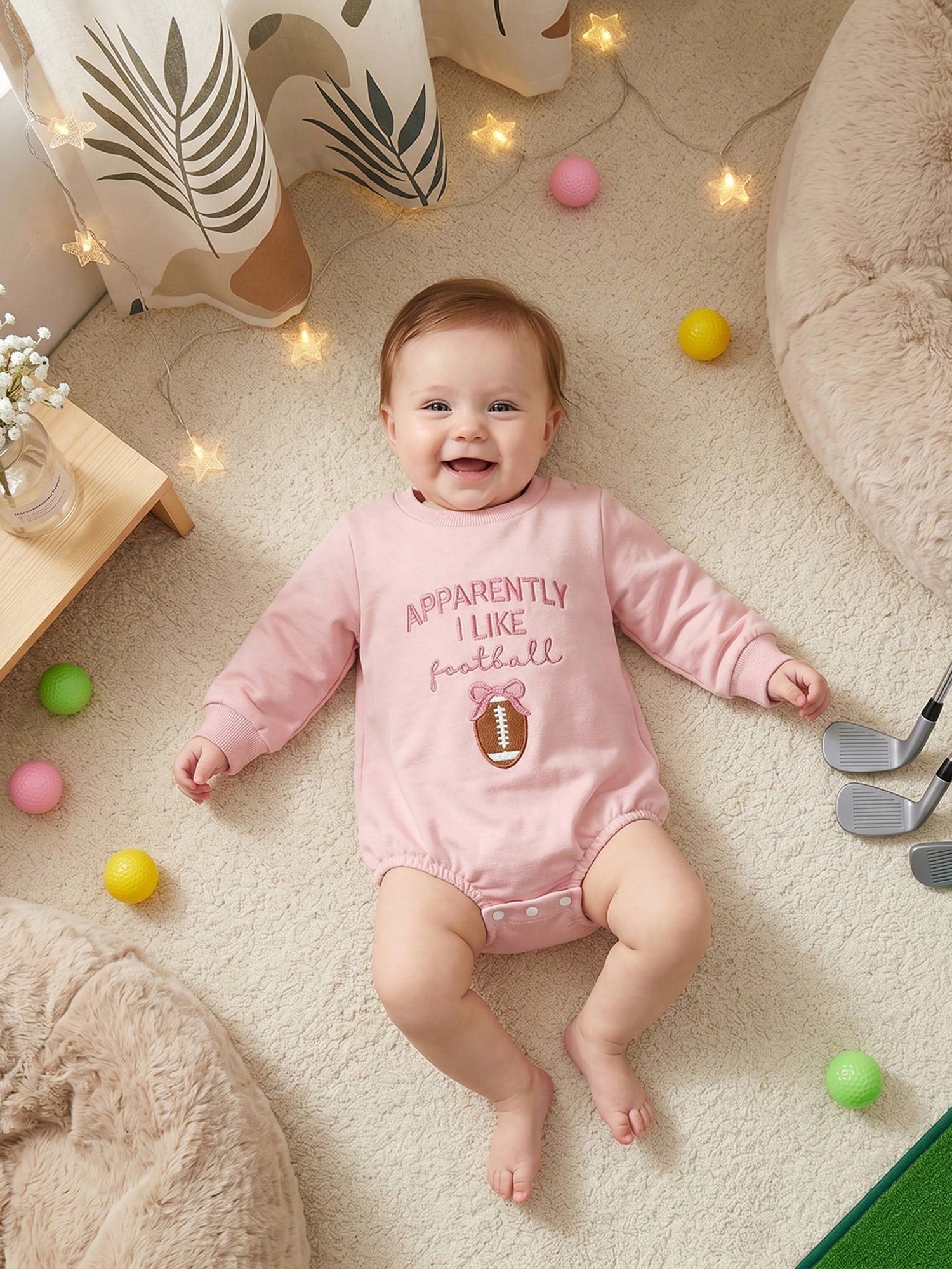 Baby Boy Girl Football Outfits GAME DAY Crewneck Sweatshirt Bubble Romper Oversized Long Sleeve Bodysuit