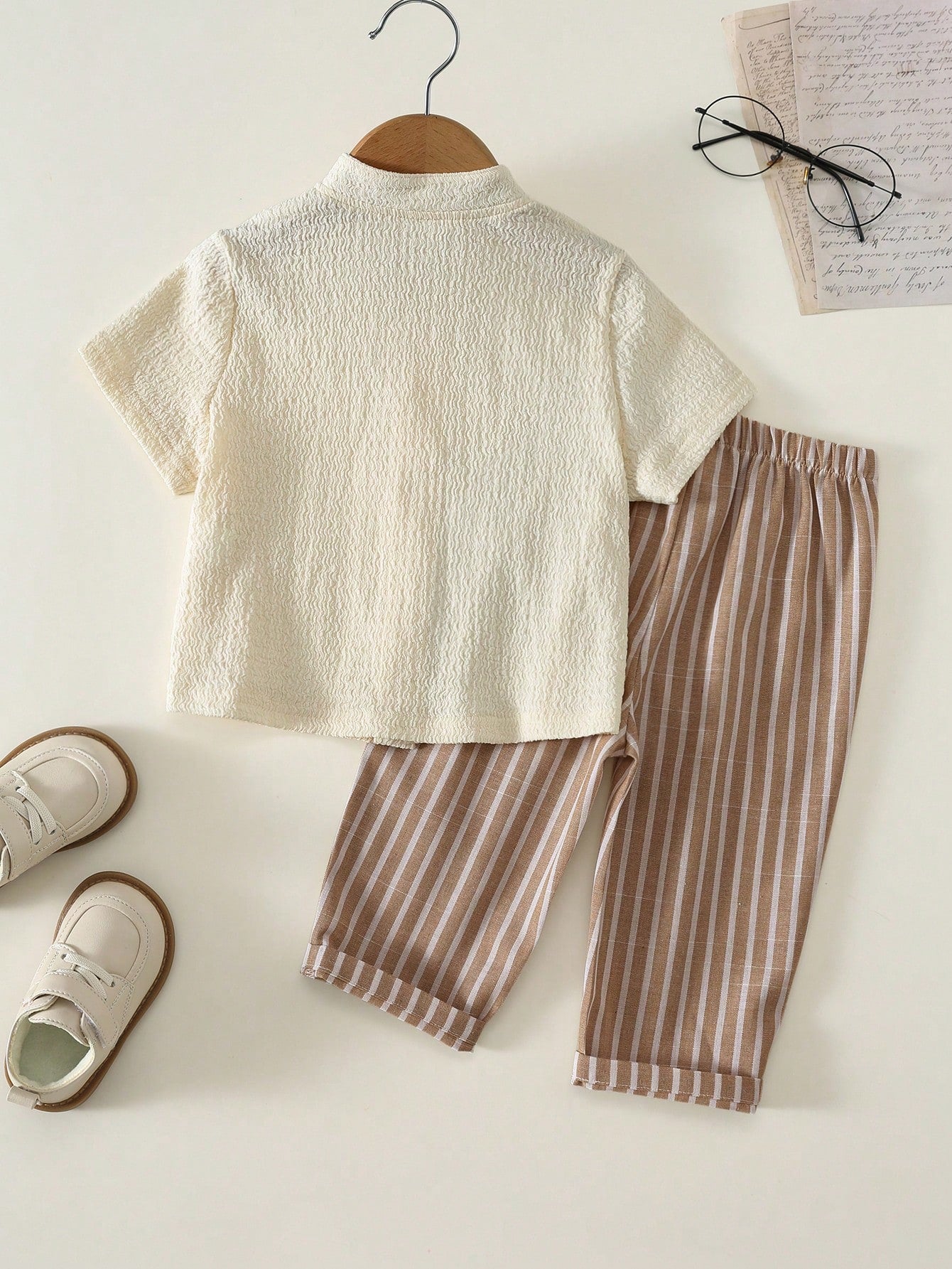 Baby Boy, Toddler 2pcs Spring/Summer Casual Vacation Style V-Neck Shirt Set, Baby Summer Clothes/Outfit Set, Fall Clothes/Outfit Sets,Back To School