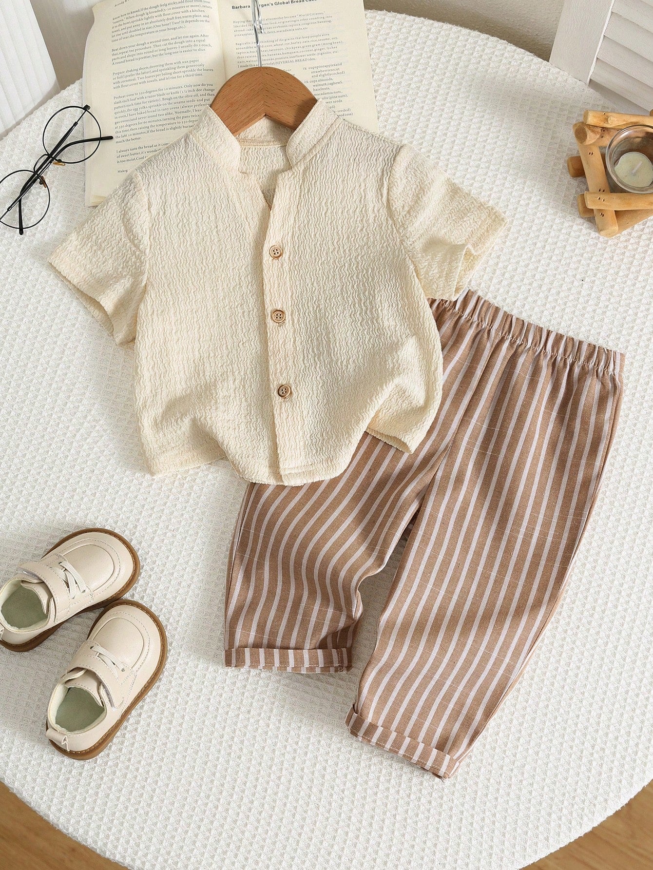 Baby Boy, Toddler 2pcs Spring/Summer Casual Vacation Style V-Neck Shirt Set, Baby Summer Clothes/Outfit Set, Fall Clothes/Outfit Sets,Back To School