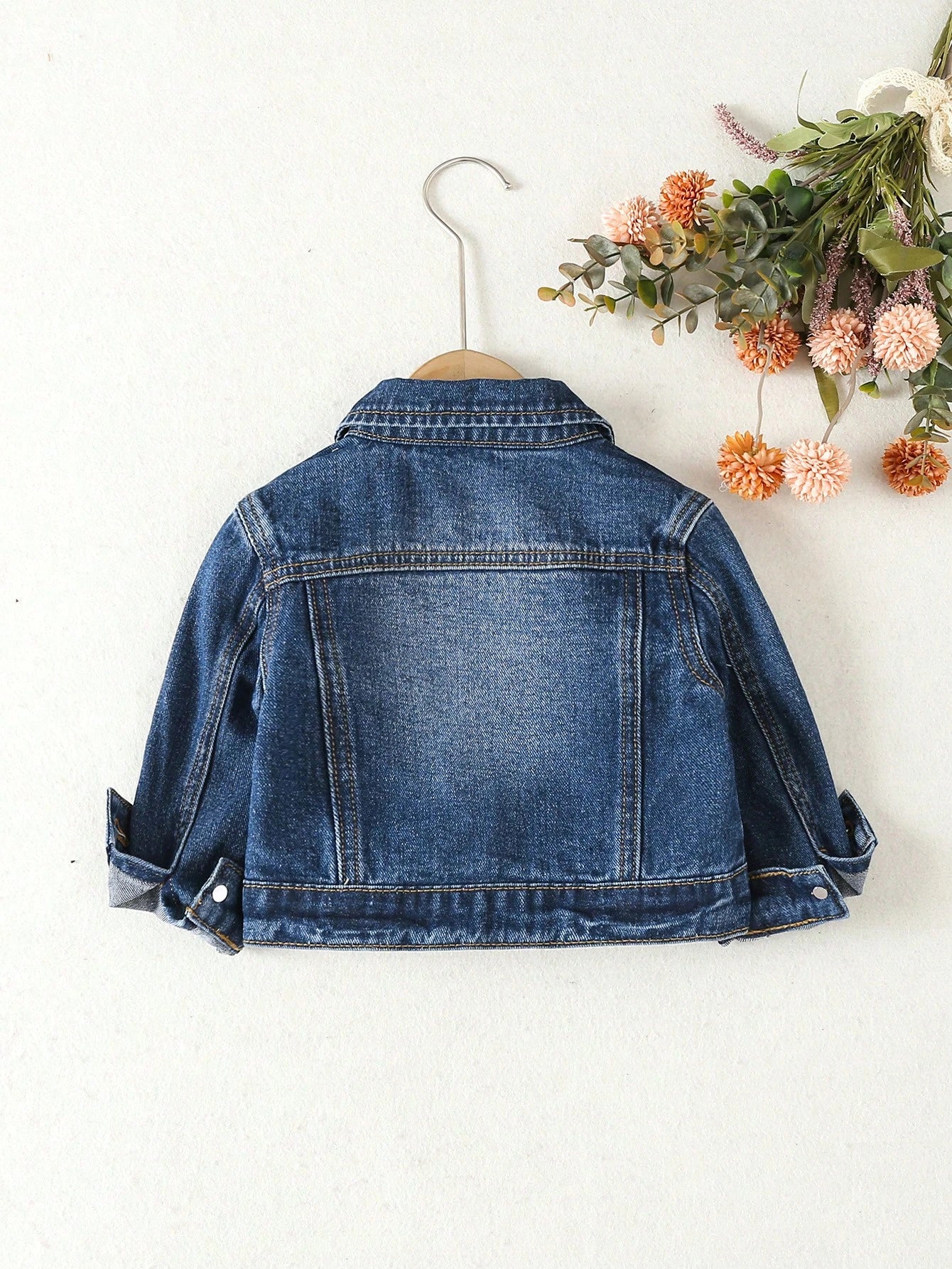 Baby Girl 1pc Ripped Flap Pocket Denim Jacket