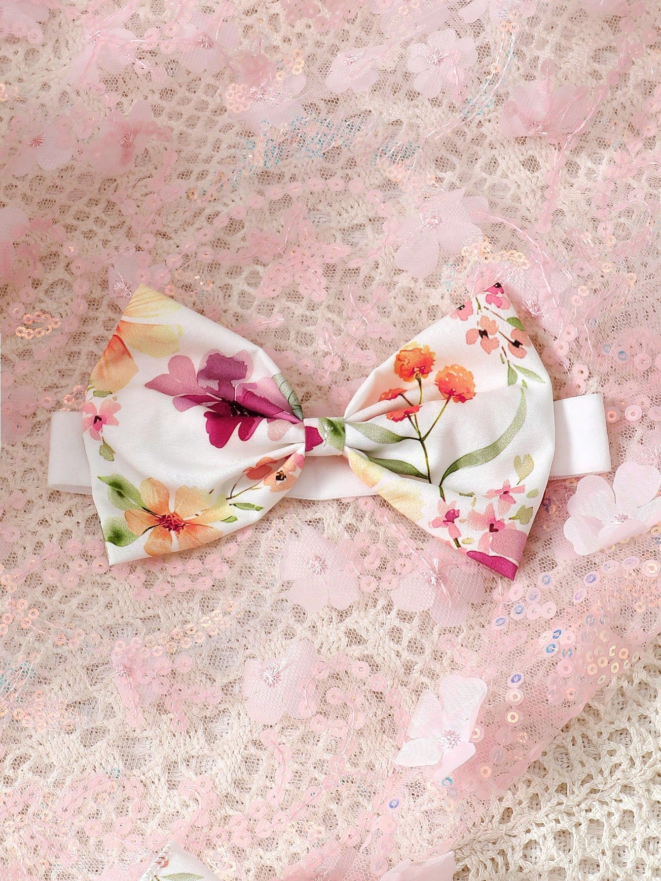 Baby Girl 2pcs/Set Summer Dress With Cap Sleeves, Spaghetti Straps, Lovely Watercolor Floral Print And Hairband