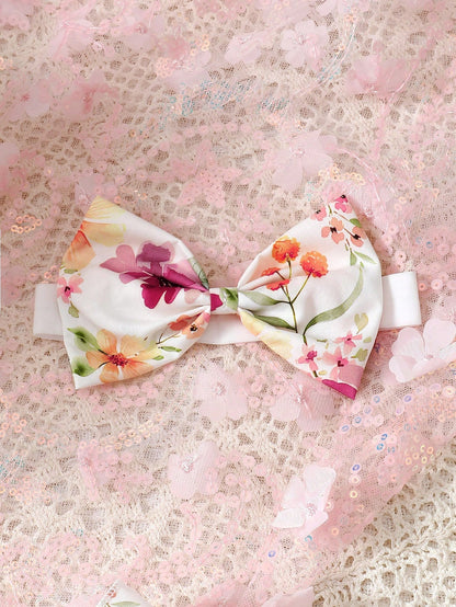 Baby Girl 2pcs/Set Summer Dress With Cap Sleeves, Spaghetti Straps, Lovely Watercolor Floral Print And Hairband