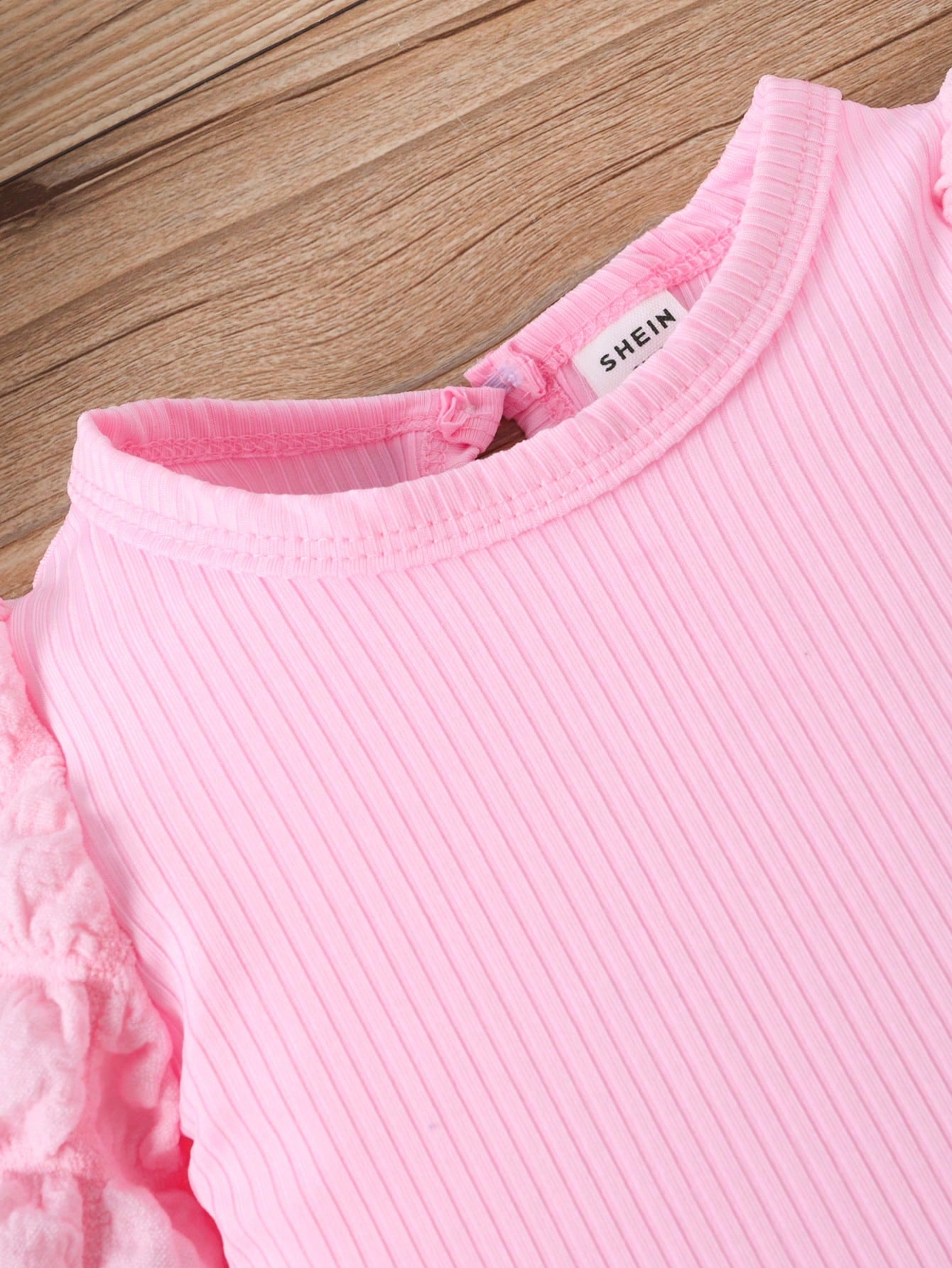 Baby Girl 3pcs/Set Round Neck Bubble Long Sleeve Bodysuit + Flared Pants + Bow Headband