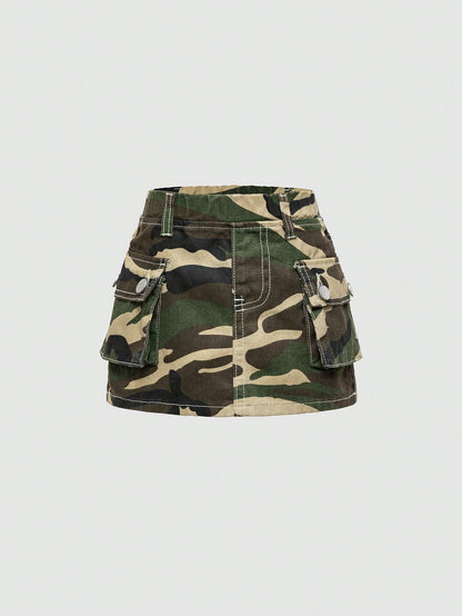 Baby Girl Camouflage Print Denim Skirt