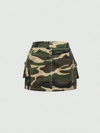 Baby Girl Camouflage Print Denim Skirt