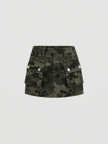 Baby Girl Camouflage Print Denim Skirt