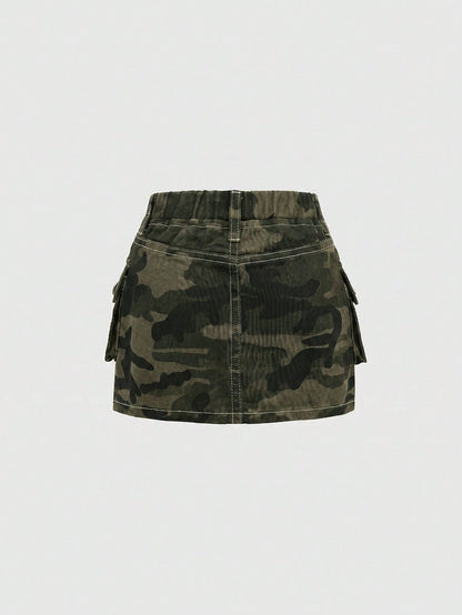Baby Girl Camouflage Print Denim Skirt