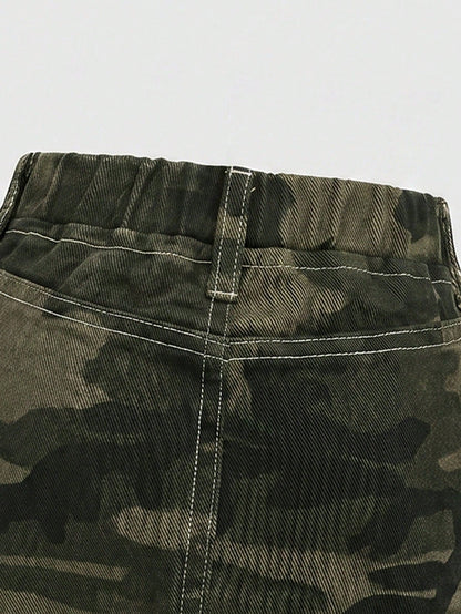 Baby Girl Camouflage Print Denim Skirt