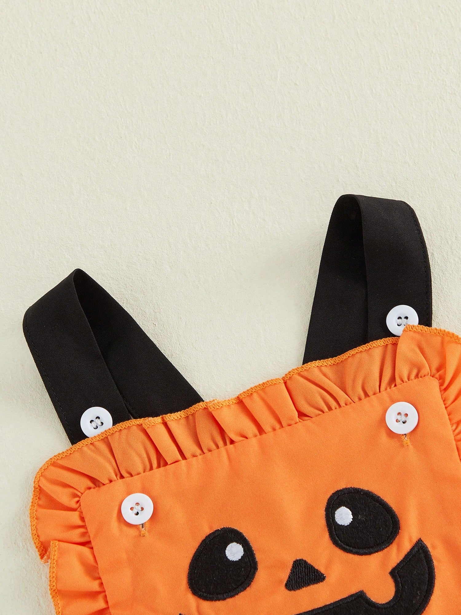 Baby Girl Halloween Jumpsuit Orange Pumpkin Ghost Print Ruffle Overalls With Bow Bell Bottoms Summer Fall Clothing Halloween Celebration