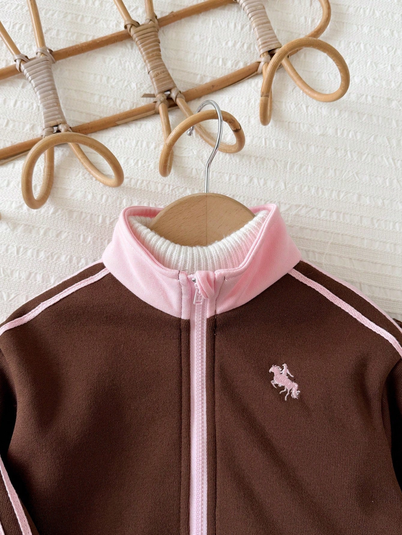Baby Girl Knit Colorblock Stand Collar Casual Sweatshirt & Long Autumn Winter Pants 2 Pieces Set