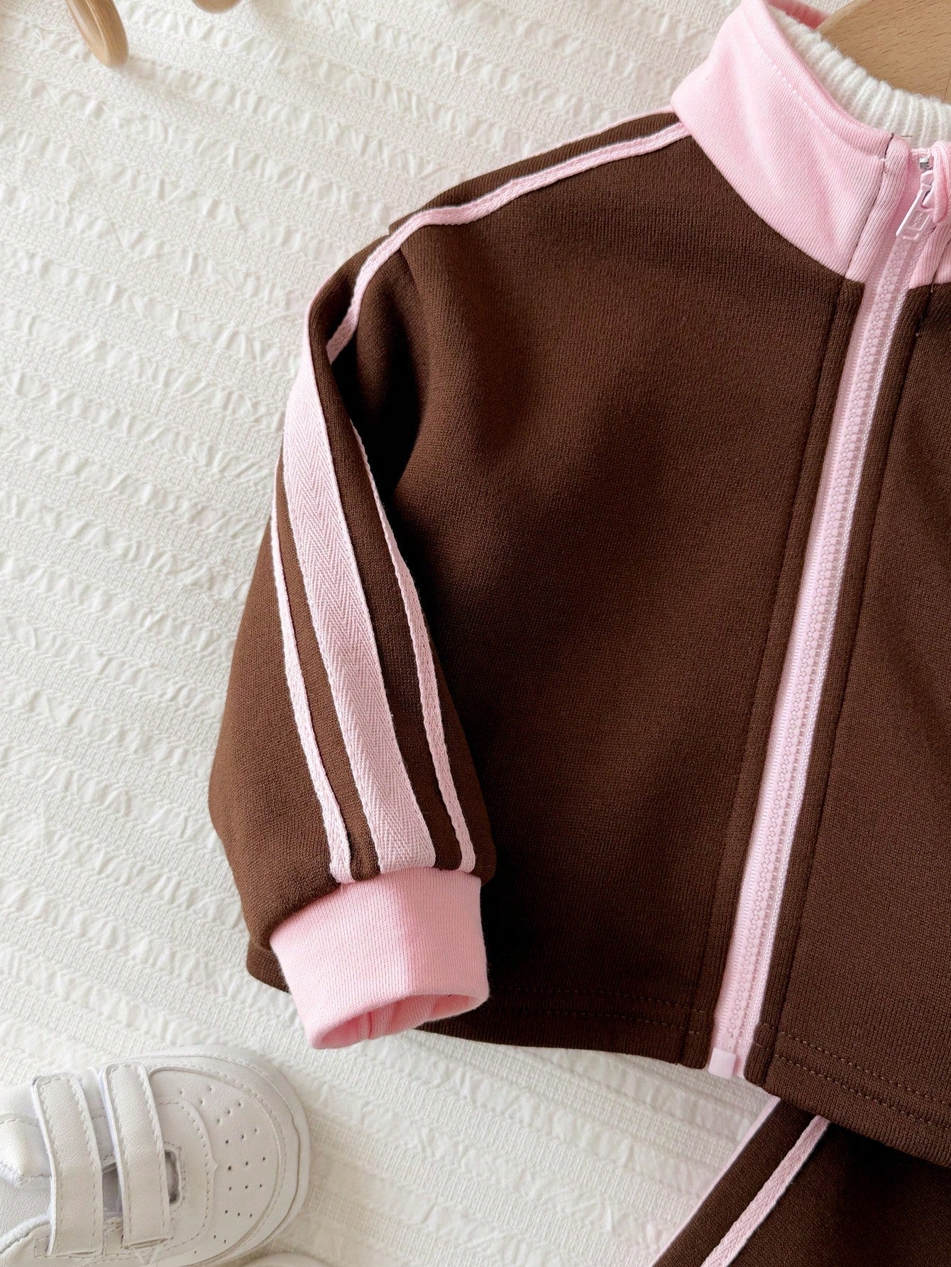 Baby Girl Knit Colorblock Stand Collar Casual Sweatshirt & Long Autumn Winter Pants 2 Pieces Set