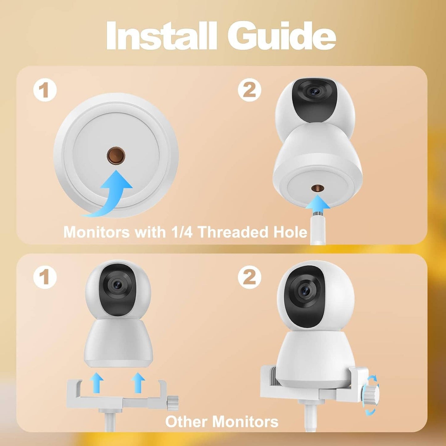 Baby Monitor Clip Mount Flexible Gooseneck Baby Crib Camera Holder Universal 1/4" Screw Hole Bracket For Nursery Security Camera Bed Rail Mount