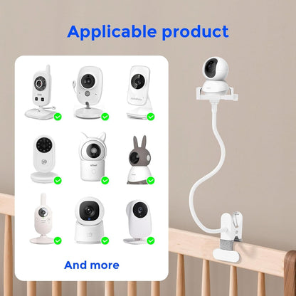 Baby Monitor Clip Mount Flexible Gooseneck Baby Crib Camera Holder Universal 1/4" Screw Hole Bracket For Nursery Security Camera Bed Rail Mount
