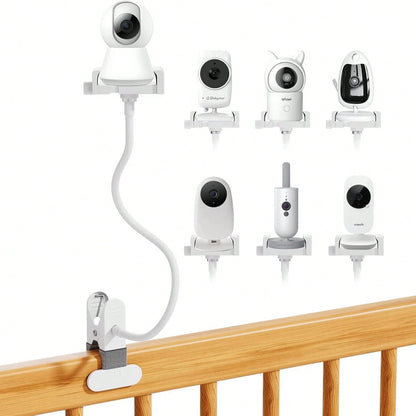 Baby Monitor Clip Mount Flexible Gooseneck Baby Crib Camera Holder Universal 1/4" Screw Hole Bracket For Nursery Security Camera Bed Rail Mount