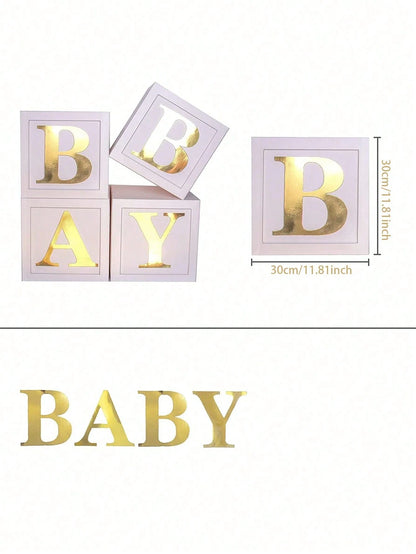 Baby Party Decorations, Including Baby Balloon Box, Letter Blocks, Suitable For 1st Birthday Party For Boys And Girls, Teddy Bear Theme Baby Shower, Bridal Shower, Gender Reveal Party, Etc.