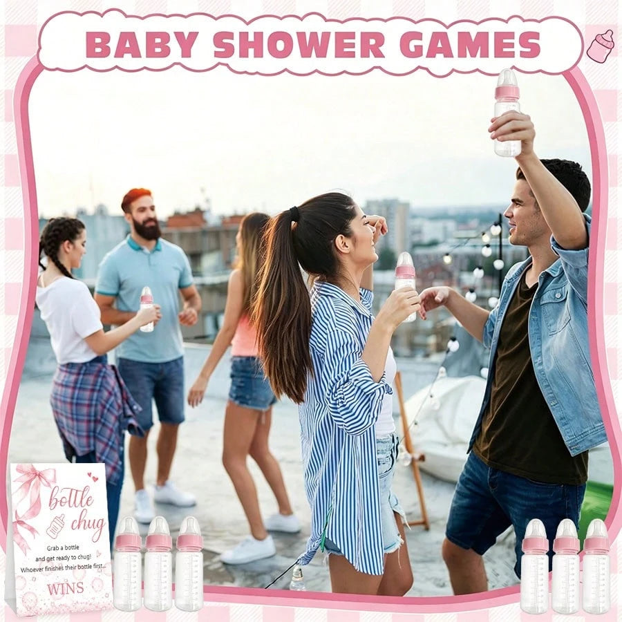Baby Shower Gender Reveal Party Bottle Game Set, Includes Pink Bow Style Game Markers And Bottles, Ideal For Baby Christening Party Gifts, Gender Reveal Celebration, Party Game Decor
