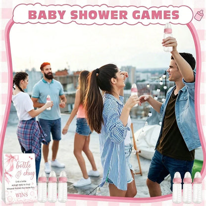 Baby Shower Gender Reveal Party Bottle Game Set, Includes Pink Bow Style Game Markers And Bottles, Ideal For Baby Christening Party Gifts, Gender Reveal Celebration, Party Game Decor