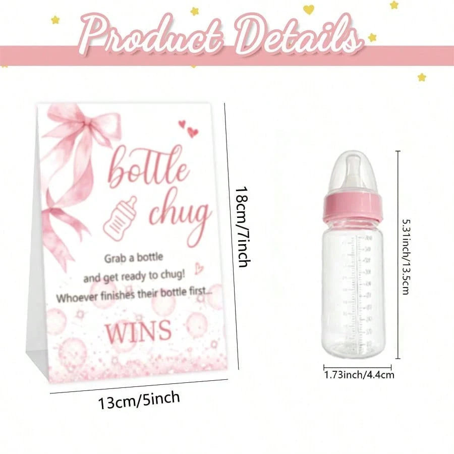 Baby Shower Gender Reveal Party Bottle Game Set, Includes Pink Bow Style Game Markers And Bottles, Ideal For Baby Christening Party Gifts, Gender Reveal Celebration, Party Game Decor