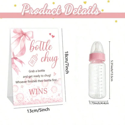 Baby Shower Gender Reveal Party Bottle Game Set, Includes Pink Bow Style Game Markers And Bottles, Ideal For Baby Christening Party Gifts, Gender Reveal Celebration, Party Game Decor