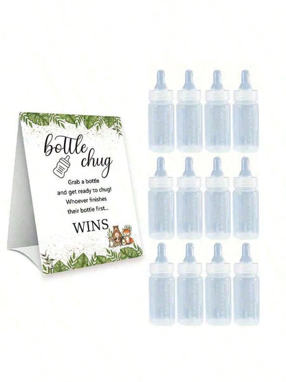 Baby Shower Gender Reveal Party Bottle Game Set, Includes Pink Bow Style Game Markers And Bottles, Ideal For Baby Christening Party Gifts, Gender Reveal Celebration, Party Game Decor