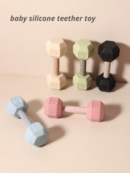 Baby Silicone Dumbbell Teether, Infant Teething Toy, Easy Grip Teething Stick, Newborn Gift, Photo Prop