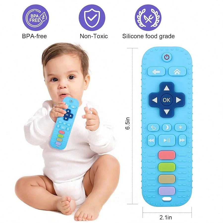 Baby Silicone Teether For 0+ Months Babies, Remote Control Shape Teething Toy, Soft Chew Toy For Gum Relief, Sensory, Grasp Training & Bath Play