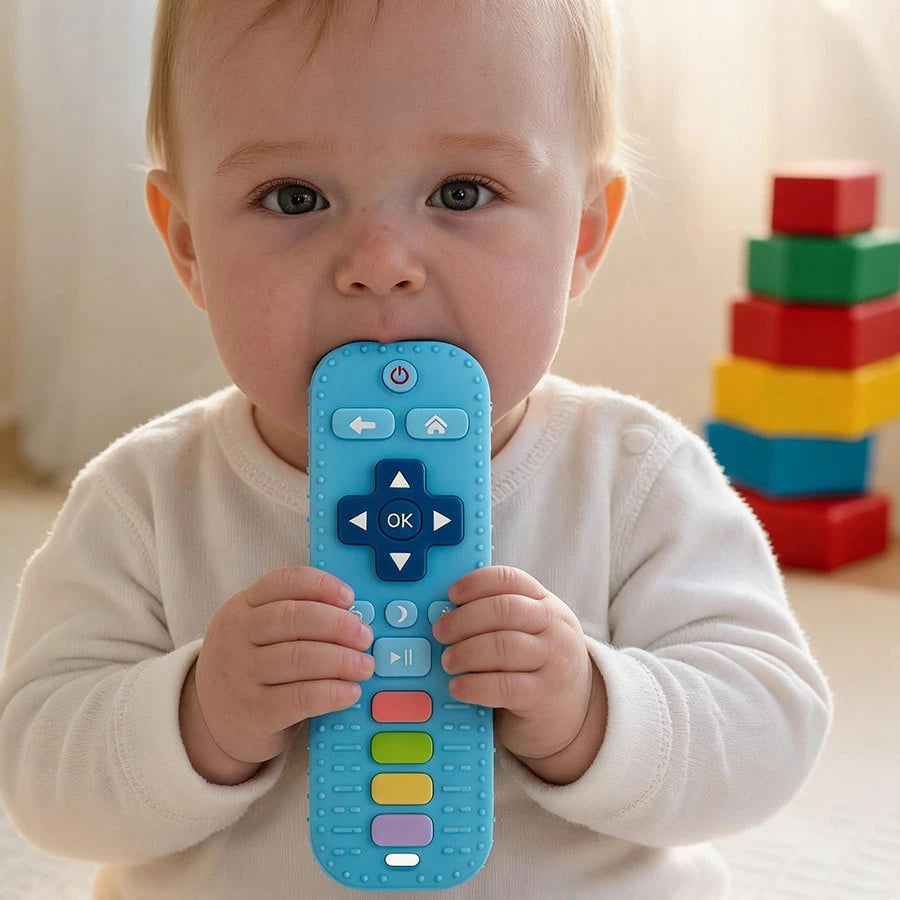 Baby Silicone Teether For 0+ Months Babies, Remote Control Shape Teething Toy, Soft Chew Toy For Gum Relief, Sensory, Grasp Training & Bath Play