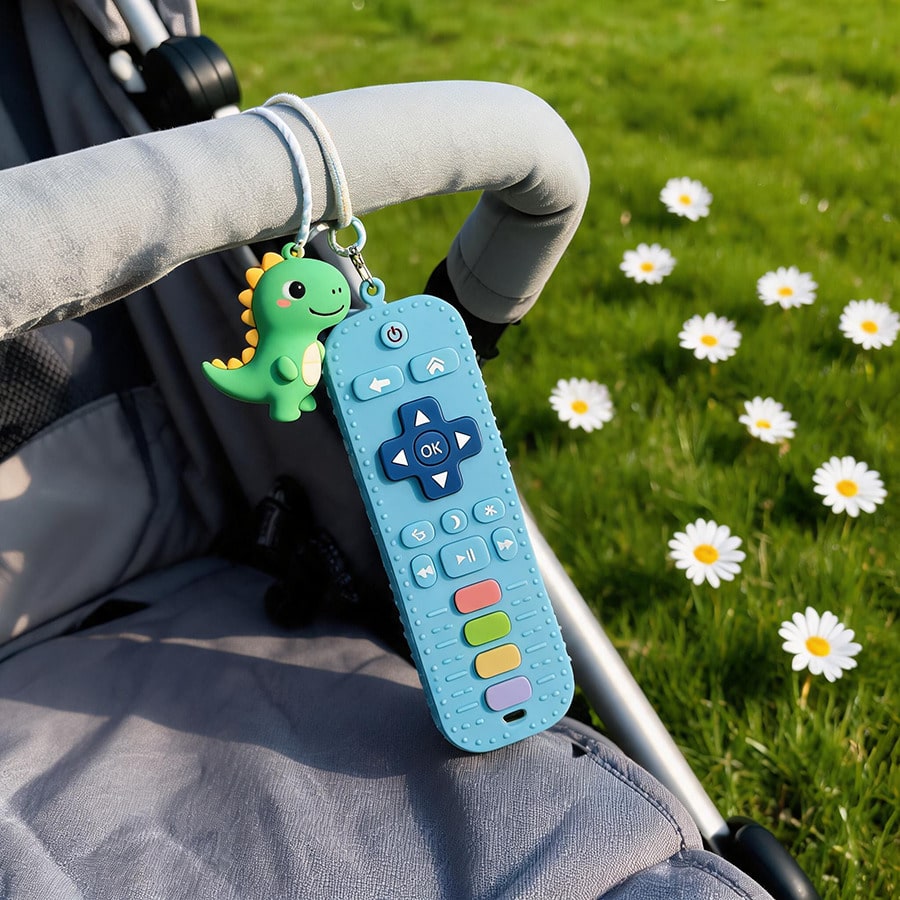 Baby Silicone Teether For 0+ Months Babies, Remote Control Shape Teething Toy, Soft Chew Toy For Gum Relief, Sensory, Grasp Training & Bath Play