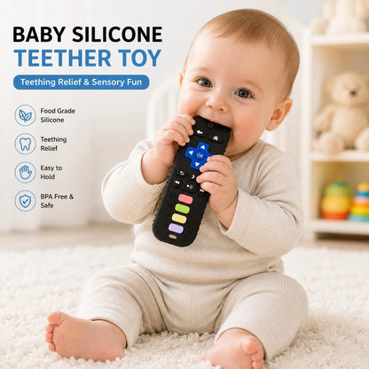 Baby Teething Toy 0+ Months, Silicone Remote Control Teether, Soft Sensory Chew Toy For Newborn Infant, Grasp Training & Baby Shower Gift