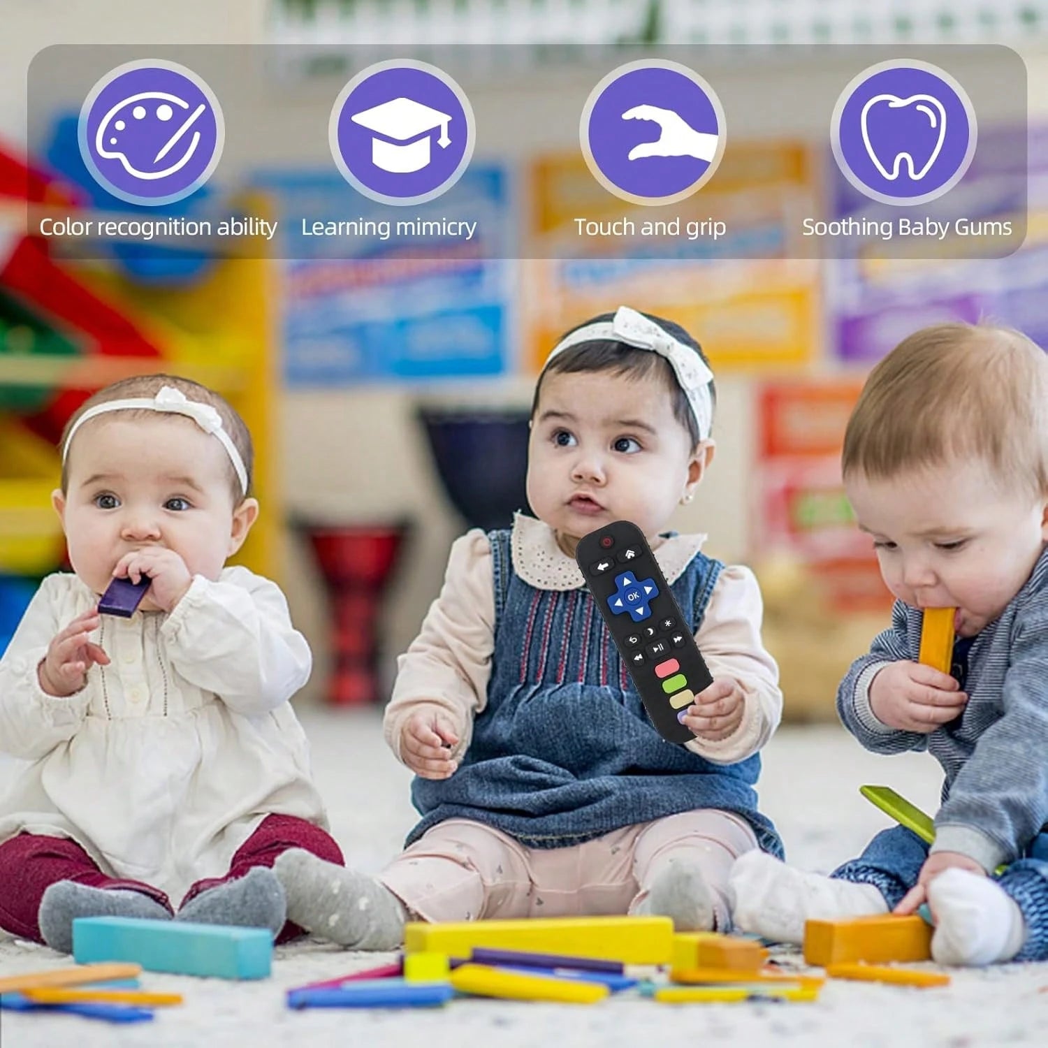 Baby Teething Toy 0+ Months, Silicone Remote Control Teether, Soft Sensory Chew Toy For Newborn Infant, Grasp Training & Baby Shower Gift