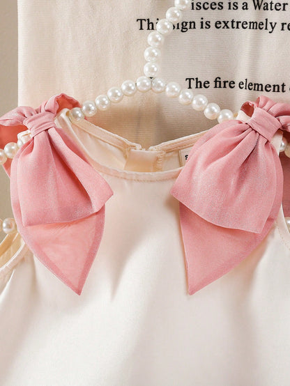 Babygirl Elegant & Cute Color Block Bow Sleeveless Dress
