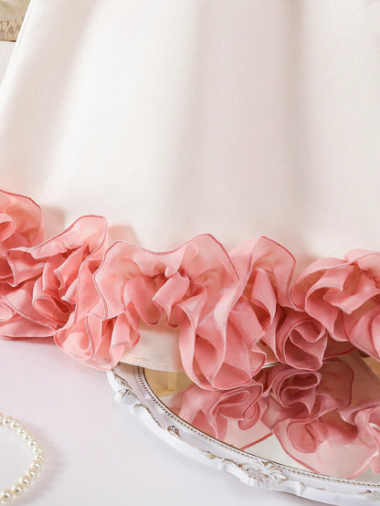 Babygirl Elegant & Cute Color Block Bow Sleeveless Dress
