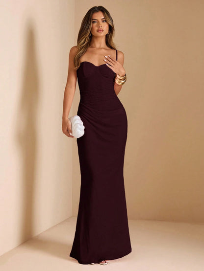 BAE Summer Women Elegant Dark Purple Lace Patchwork Spaghetti Strap Dress,Suitable For Dining,Graduation Party,Wedding Guest,Banquet,Valentine Outfits