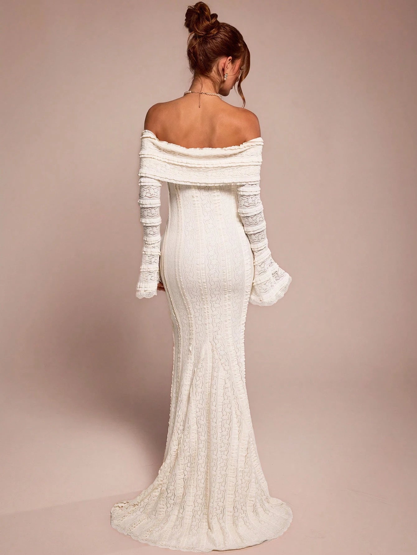 BAE Tea Break Outfit Sweet And Elegant Romantic Dress Off-Shoulder Long-Sleeved Date Dinner Formal 3D Floral Wedding Outfits For Women Off-White Autumn