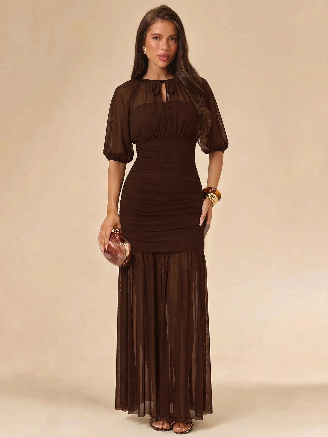 BAE Women's Fashion Pleated Waist Tie Elegant Dress Bar Party Dinner Black Autumn