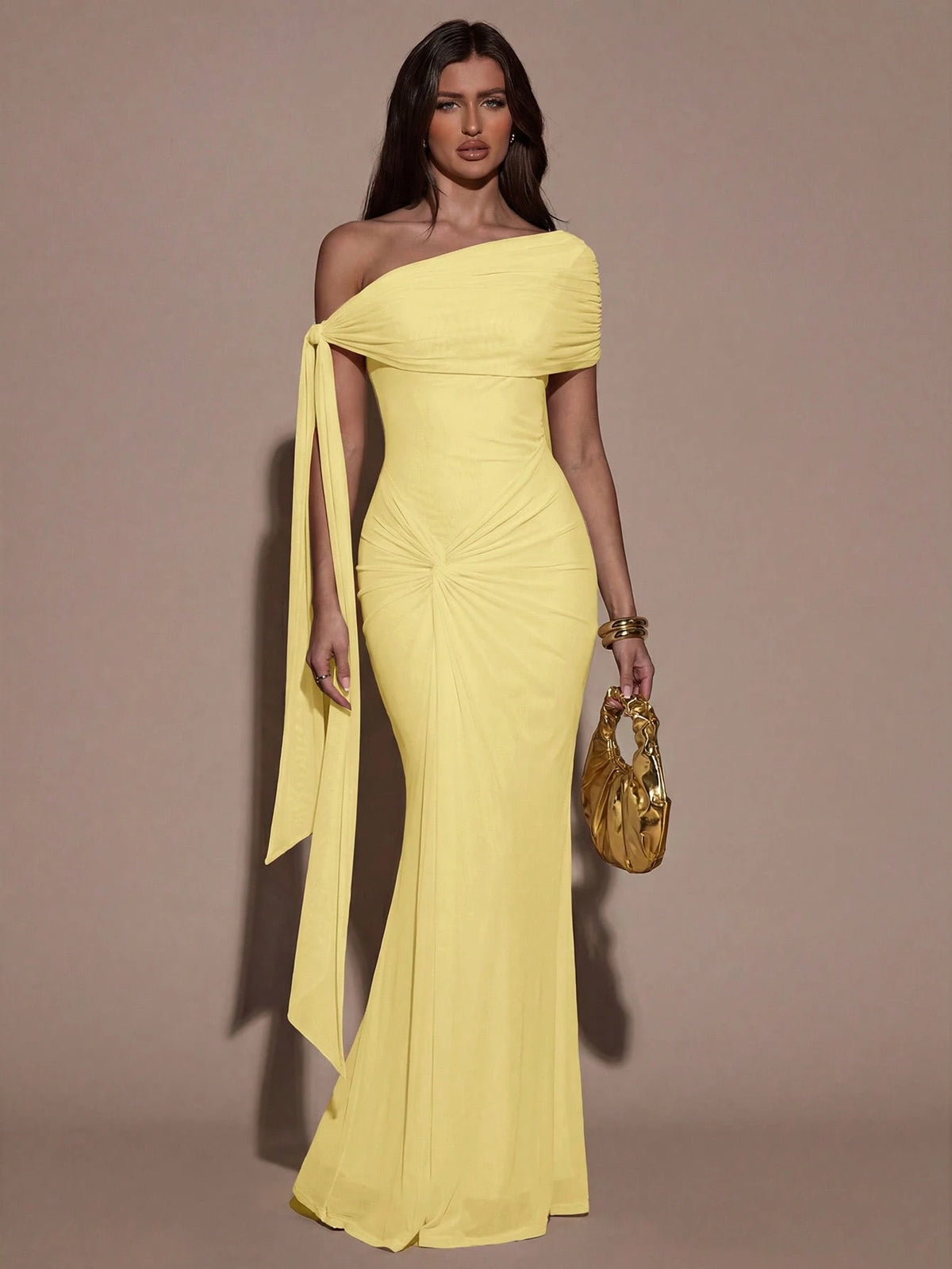 BAE Women's Solid Color Asymmetric Twist Bodycon Elegant Summer Dress,Summer Dresses For Women