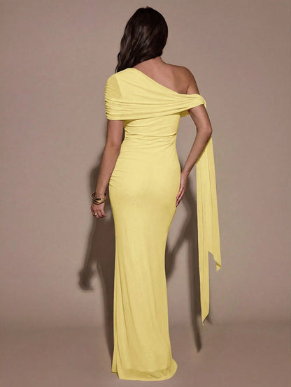 BAE Women's Solid Color Asymmetric Twist Bodycon Elegant Summer Dress,Summer Dresses For Women