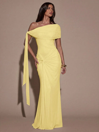 BAE Women's Solid Color Asymmetric Twist Bodycon Elegant Summer Dress,Summer Dresses For Women