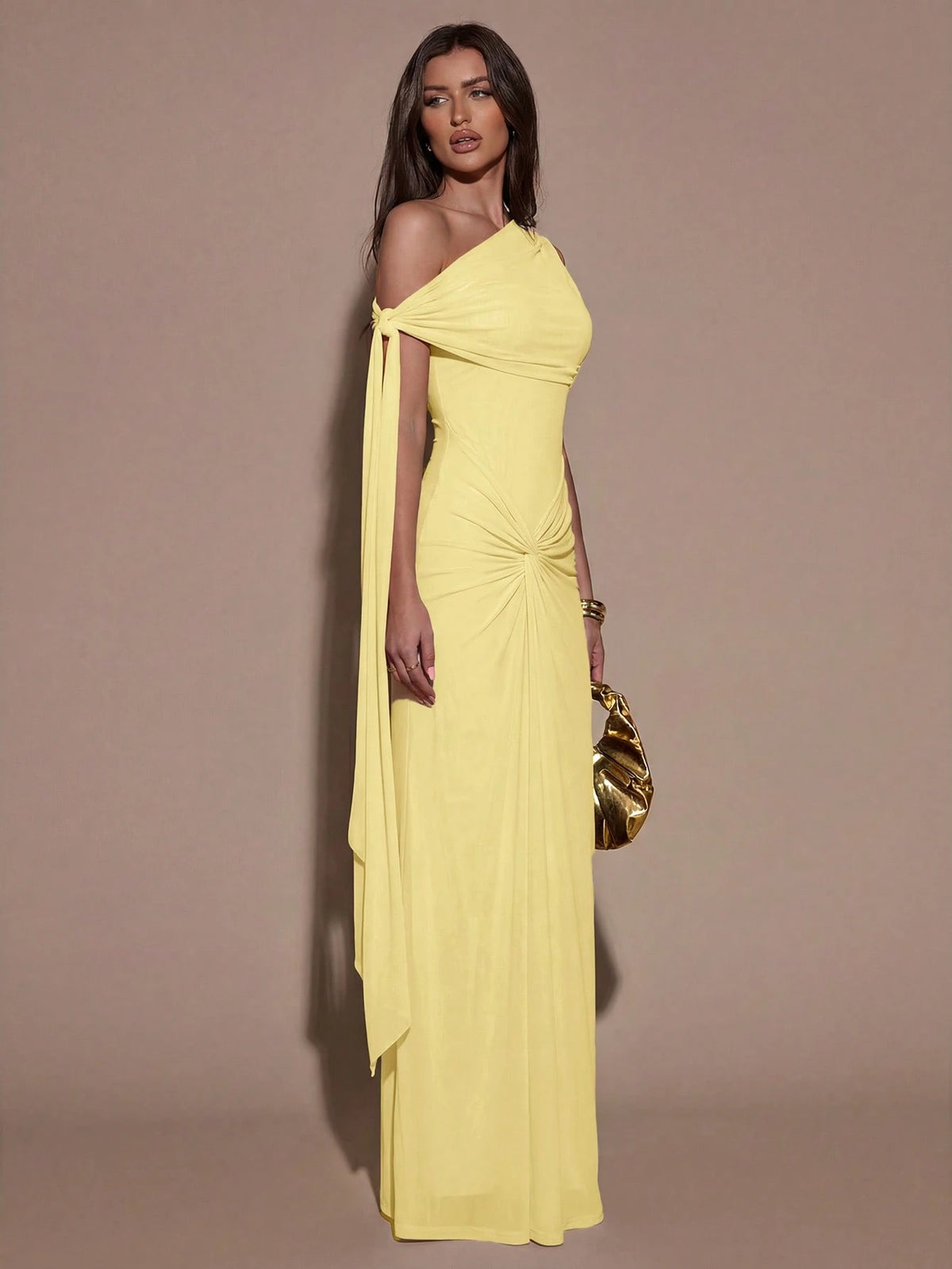BAE Women's Solid Color Asymmetric Twist Bodycon Elegant Summer Dress,Summer Dresses For Women