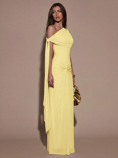 BAE Women's Solid Color Asymmetric Twist Bodycon Elegant Summer Dress,Summer Dresses For Women