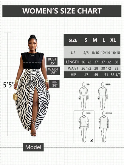 BamGlimmer Women's Zebra Print Slit Design Fashionable Skirt