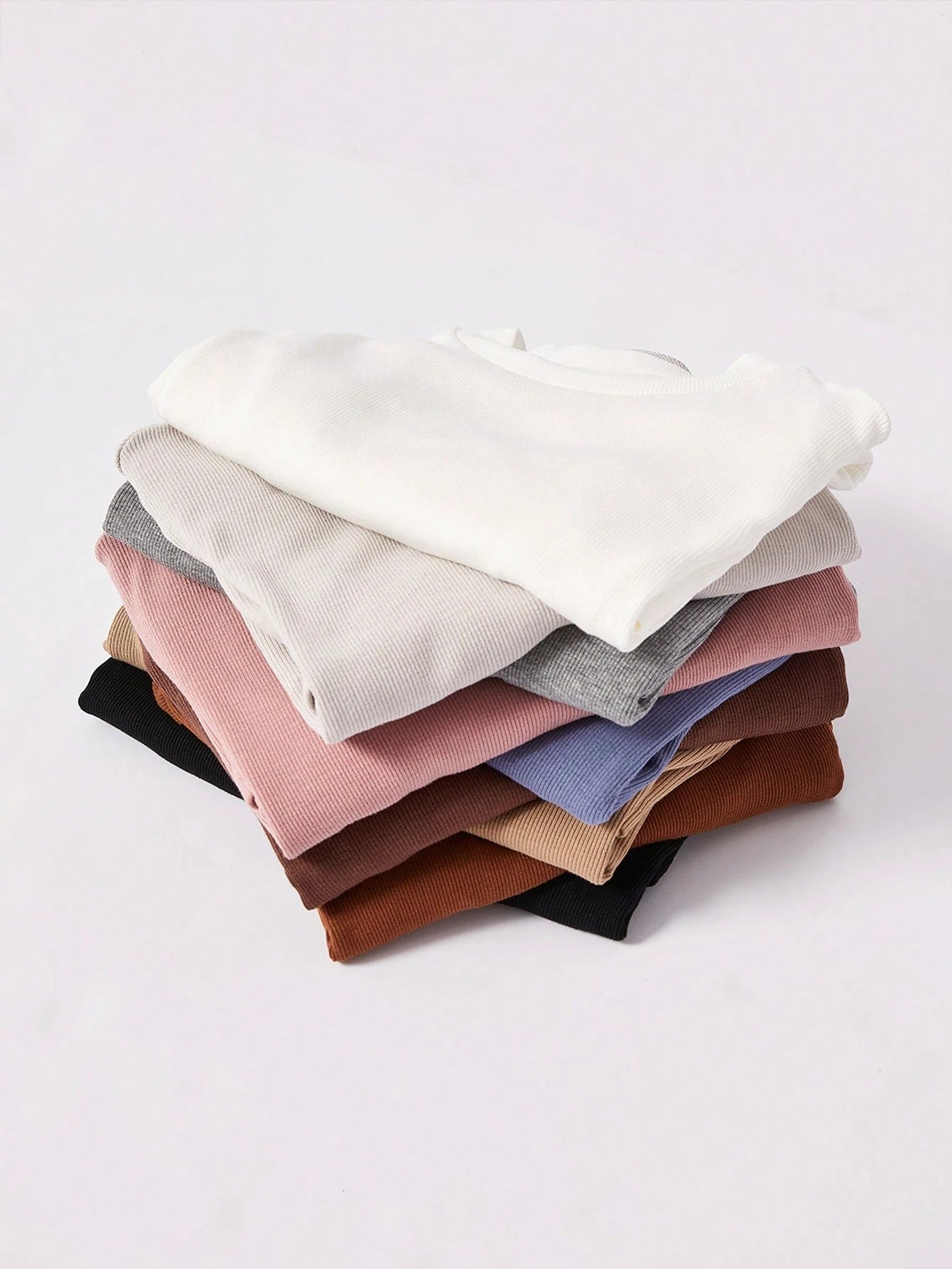 BASICS Mock-Neck Rib-Knit Top Tops For Women White Tops