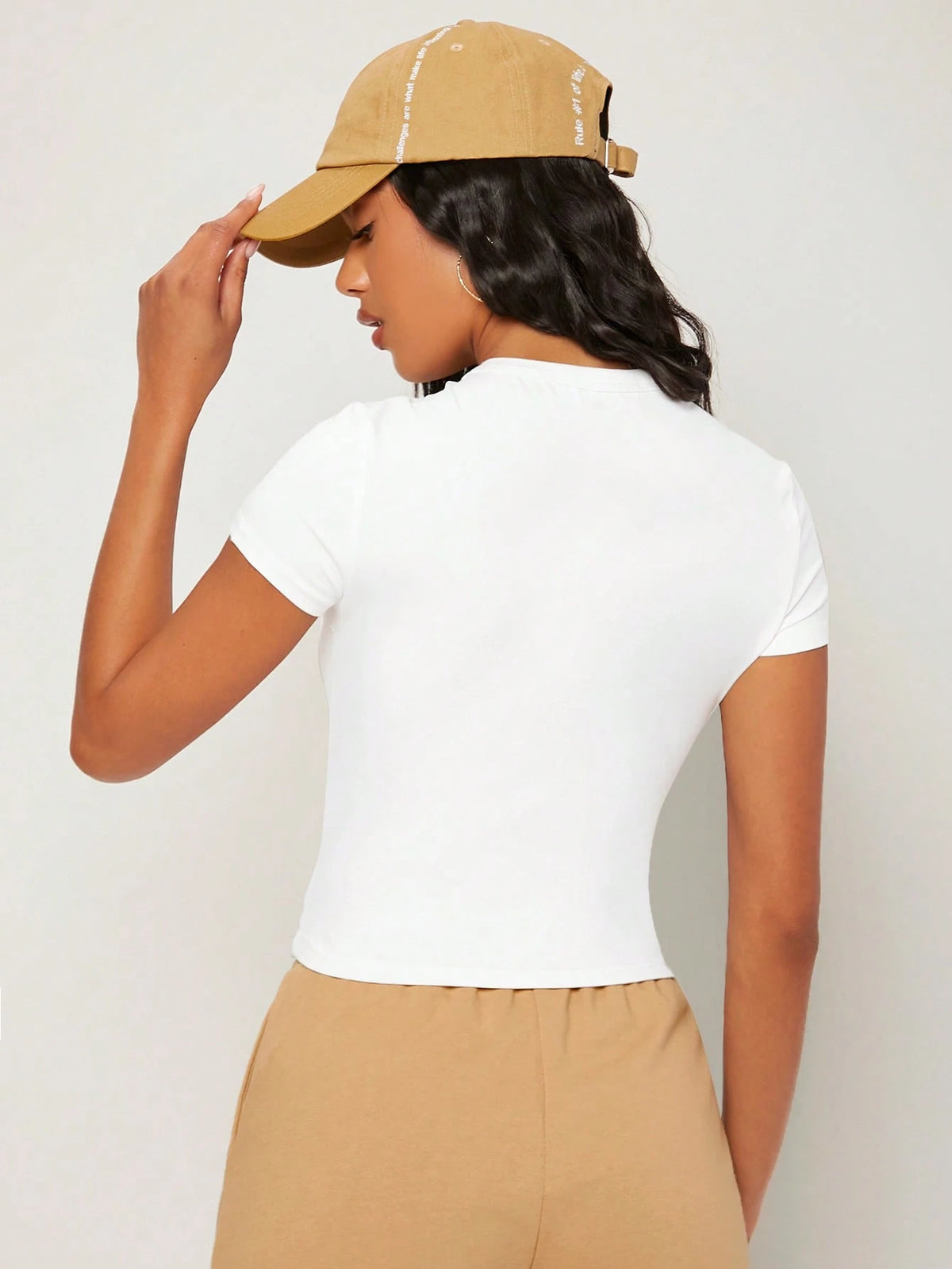 BASICS Solid Form Fitted Tee Summer Tops