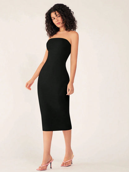 BASICS Women'S Strapless Slim Fit Bodycon Casual Dinner Dress,Summer Dresses For Women