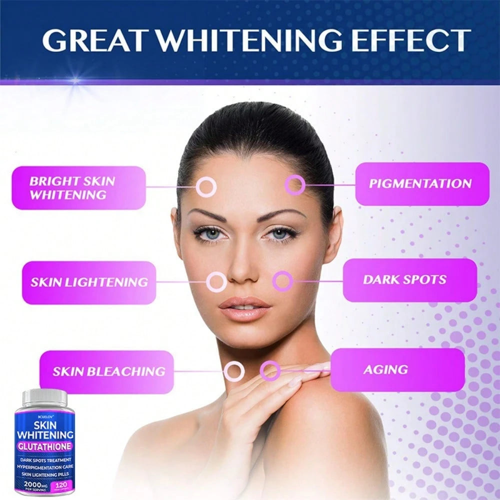 Bcuelov Skin Whitening Glutathione Supplement For Men And Women With Licorice, Cranberry, White Mulberry And Turmeric- 120 Capsules