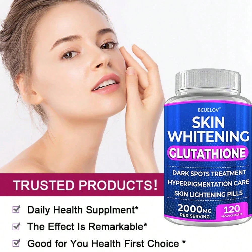 Bcuelov Skin Whitening Glutathione Supplement For Men And Women With Licorice, Cranberry, White Mulberry And Turmeric- 120 Capsules