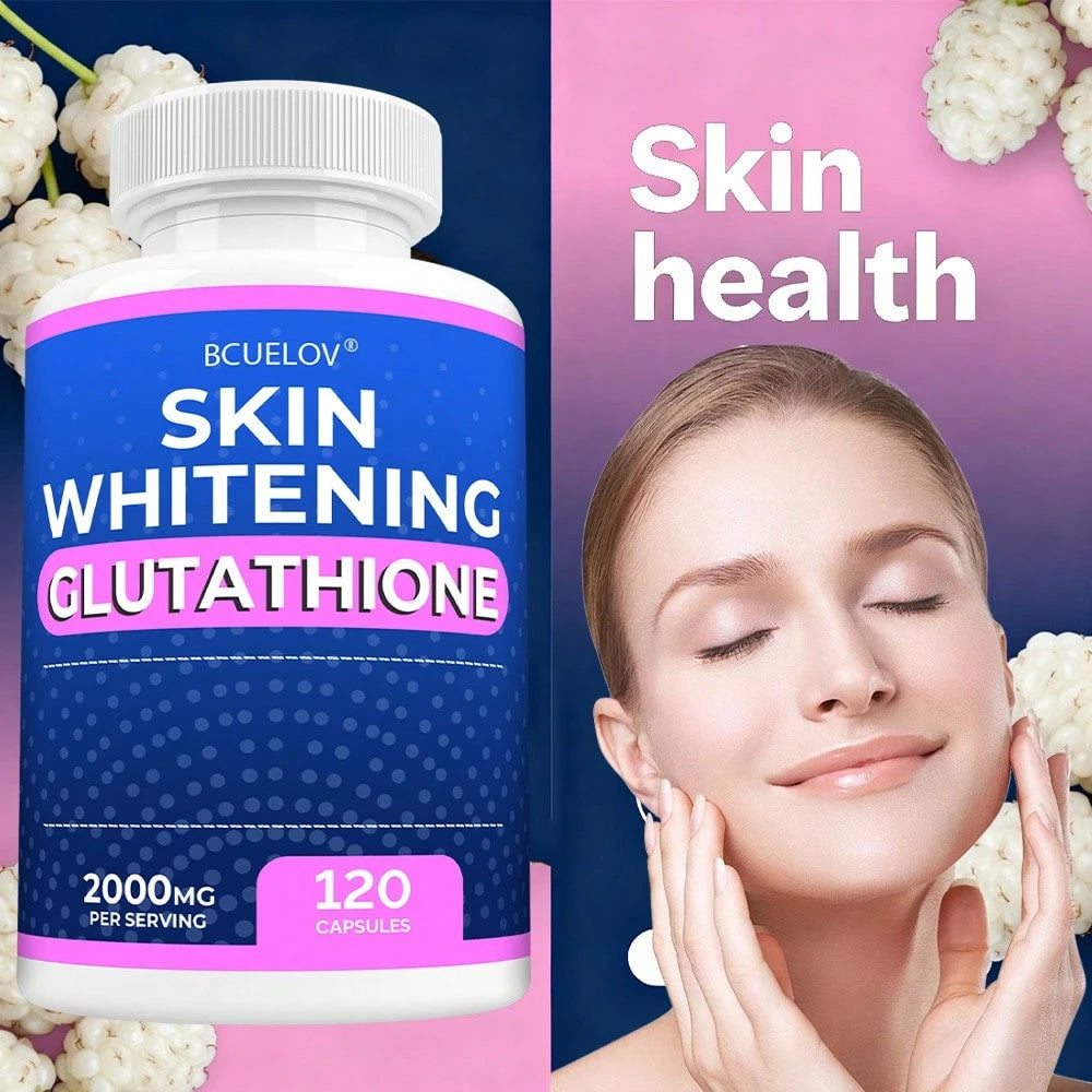 Bcuelov Whitening Glutathione Supplement- Contains Ingredients Like Licorice And Turmeric- Whitens And Brightens Skin Tone- 120 Capsules