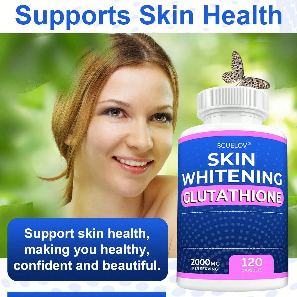 Bcuelov Whitening Glutathione Supplement- Contains Ingredients Like Licorice And Turmeric- Whitens And Brightens Skin Tone- 120 Capsules