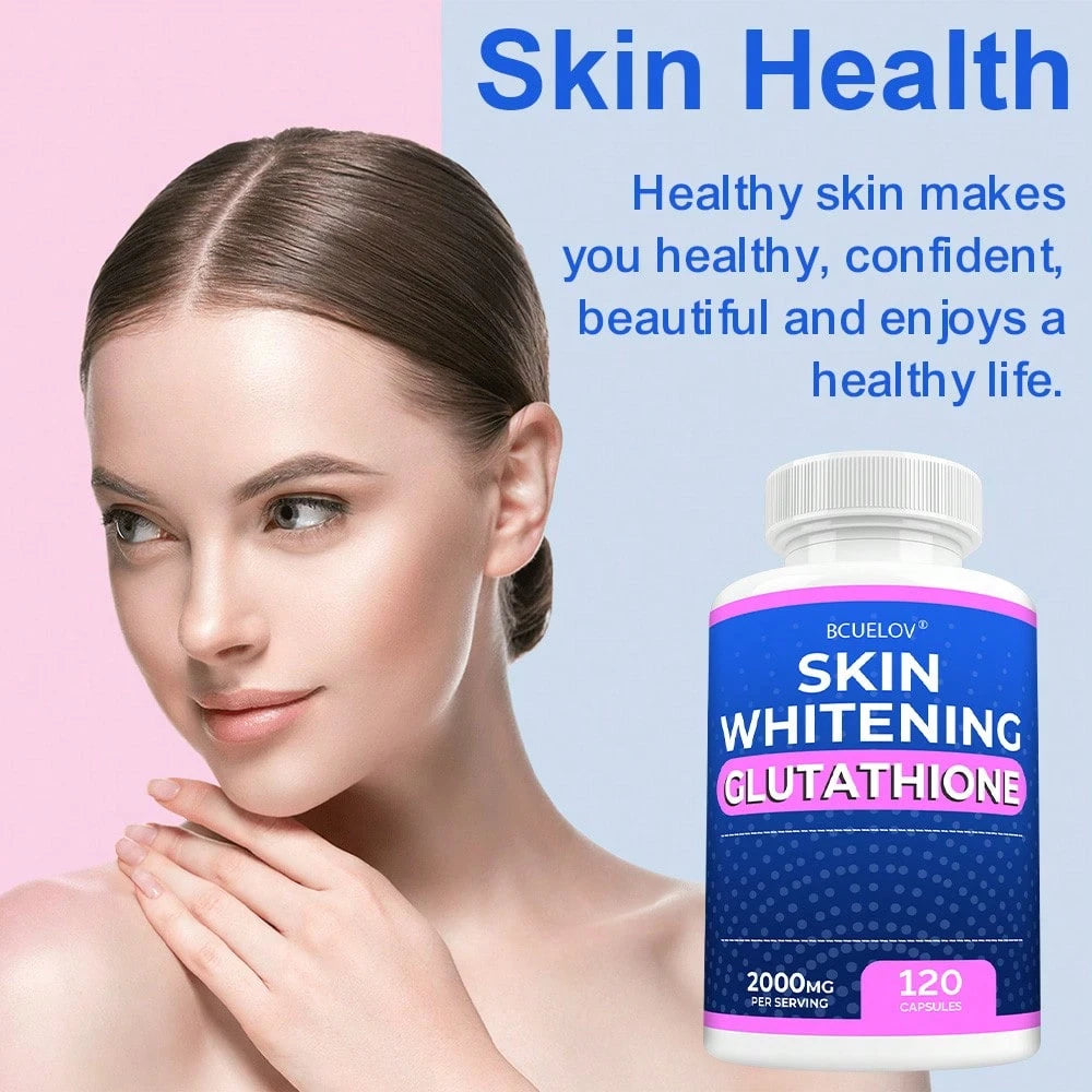 Bcuelov Whitening Glutathione Supplement- Contains Ingredients Like Licorice And Turmeric- Whitens And Brightens Skin Tone- 120 Capsules